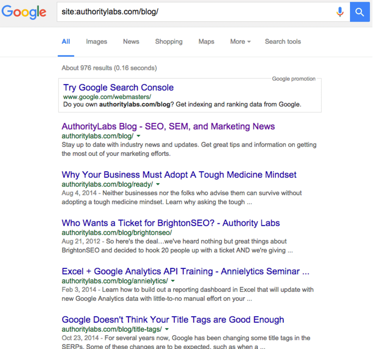 Google Results for site: