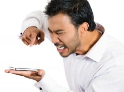 irritated mobile user