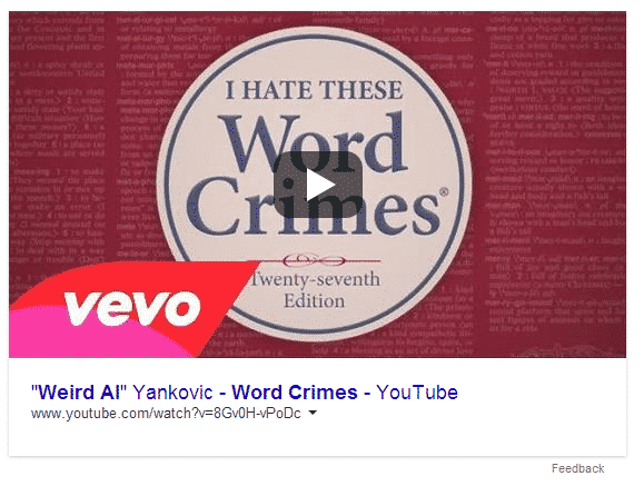 Weird Al, Word Crimes - Google Search