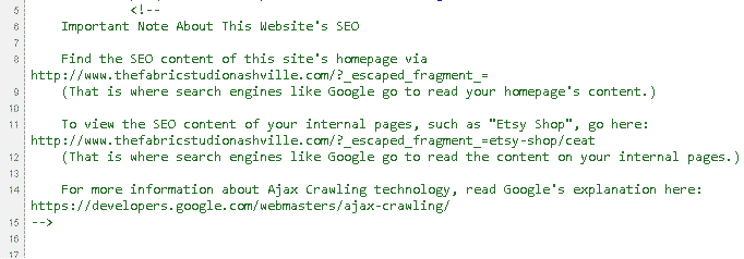 Important note about SEO